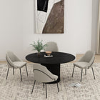 Manhattan Comfort Gracie Modern Vegan Leather Metal Dining Chair in Stone Gray and Black - Set of 4