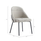 Manhattan Comfort Gracie Modern Vegan Leather Metal Dining Chair in Stone Gray and Black - Set of 4