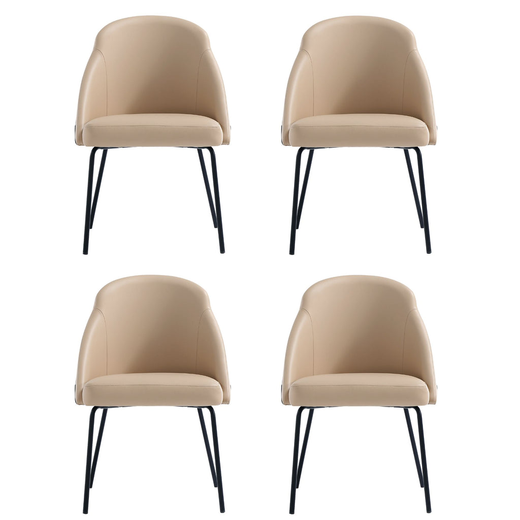 Manhattan Comfort Gracie Modern Vegan Leather Metal Dining Chair in Tan and Black - Set of 4