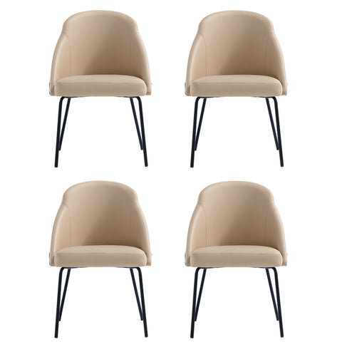 Manhattan Comfort Gracie Modern Vegan Leather Metal Dining Chair in Tan and Black - Set of 4