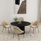 Manhattan Comfort Gracie Modern Vegan Leather Metal Dining Chair in Tan and Black - Set of 4