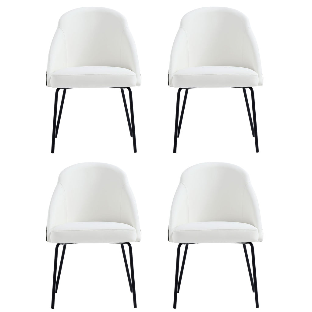 Manhattan Comfort Gracie Modern Vegan Leather Metal Dining Chair in White and Black - Set of 4