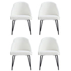 Manhattan Comfort Gracie Modern Vegan Leather Metal Dining Chair in White and Black - Set of 4