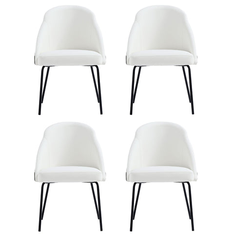 Manhattan Comfort Gracie Modern Vegan Leather Metal Dining Chair in White and Black - Set of 4