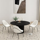 Manhattan Comfort Gracie Modern Vegan Leather Metal Dining Chair in White and Black - Set of 4