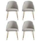 Manhattan Comfort Gracie Modern Vegan Leather Metal Dining Chair in Stone Gray and Gold - Set of 4