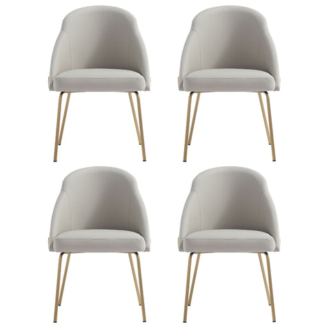 Manhattan Comfort Gracie Modern Vegan Leather Metal Dining Chair in Stone Gray and Gold - Set of 4