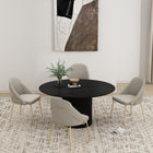 Manhattan Comfort Gracie Modern Vegan Leather Metal Dining Chair in Stone Gray and Gold - Set of 4