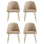 Manhattan Comfort Gracie Modern Vegan Leather Metal Dining Chair in Tan and Gold - Set of 4