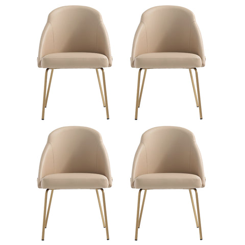 Manhattan Comfort Gracie Modern Vegan Leather Metal Dining Chair in Tan and Gold - Set of 4