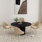 Manhattan Comfort Gracie Modern Vegan Leather Metal Dining Chair in Tan and Gold - Set of 4