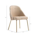 Manhattan Comfort Gracie Modern Vegan Leather Metal Dining Chair in Tan and Gold - Set of 4