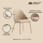 Manhattan Comfort Gracie Modern Vegan Leather Metal Dining Chair in Tan and Gold - Set of 4