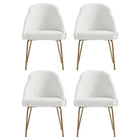 Manhattan Comfort Gracie Modern Vegan Leather Metal Dining Chair in White and Gold - Set of 4