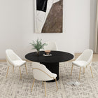 Manhattan Comfort Gracie Modern Vegan Leather Metal Dining Chair in White and Gold - Set of 4