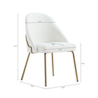Manhattan Comfort Gracie Modern Vegan Leather Metal Dining Chair in White and Gold - Set of 4