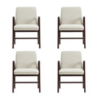 Manhattan Comfort Stella Modern Velvet Wood Armchair in Cream - Set of 4