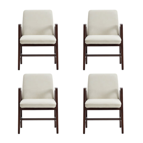 Manhattan Comfort Stella Modern Velvet Wood Armchair in Cream - Set of 4