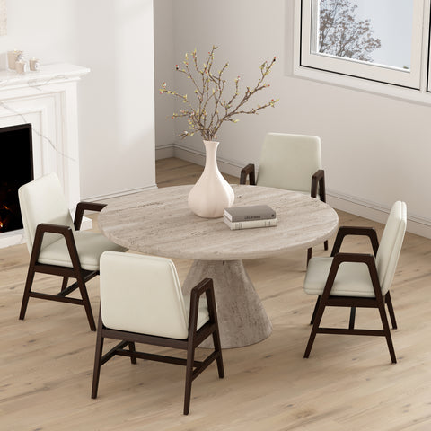 Manhattan Comfort Stella Modern Velvet Wood Armchair in Cream - Set of 4
