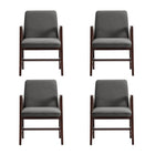 Manhattan Comfort Stella Modern Velvet Wood Armchair in Graphite - Set of 4