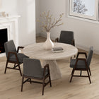 Manhattan Comfort Stella Modern Velvet Wood Armchair in Graphite - Set of 4