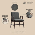 Manhattan Comfort Stella Modern Velvet Wood Armchair in Graphite - Set of 4