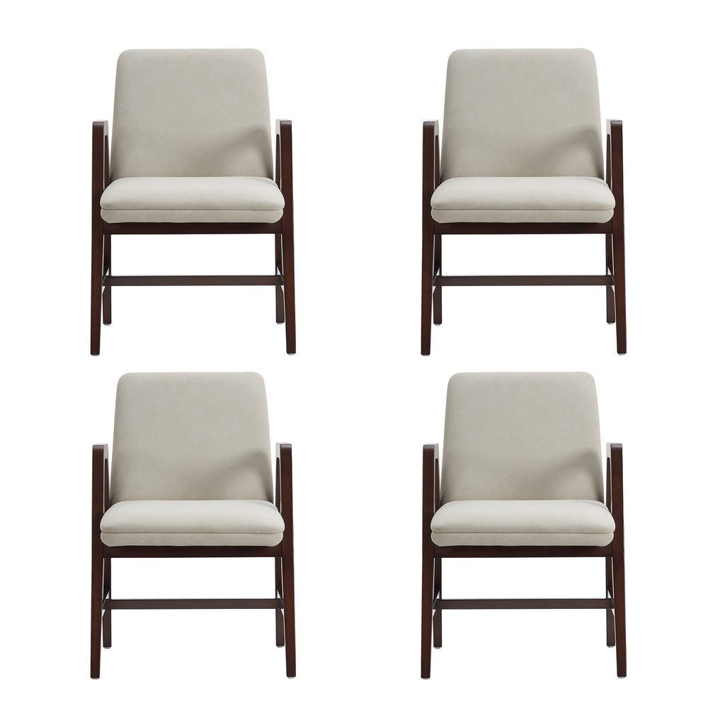 Manhattan Comfort Stella Modern Velvet Wood Armchair in Champagne - Set of 4