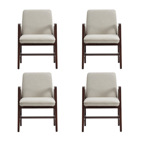 Manhattan Comfort Stella Modern Velvet Wood Armchair in Champagne - Set of 4