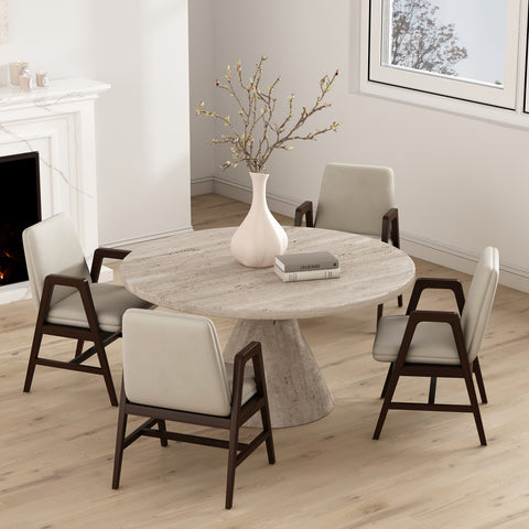 Manhattan Comfort Stella Modern Velvet Wood Armchair in Champagne - Set of 4