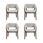 Manhattan Comfort Blake Modern Faux Mohair Wood Armchair in Greige - Set of 4