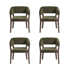 Manhattan Comfort Blake Modern Faux Mohair Wood Armchair in Green - Set of 4
