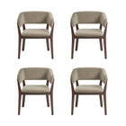 Manhattan Comfort Blake Modern Faux Mohair Wood Armchair in Linen - Set of 4