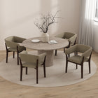 Manhattan Comfort Blake Modern Faux Mohair Wood Armchair in Linen - Set of 4