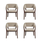 Manhattan Comfort Blake Modern Faux Mohair Wood Armchair in Natural - Set of 4