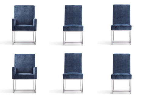 Manhattan Comfort Element Modern 6-Piece Dining Chair Set in Blue