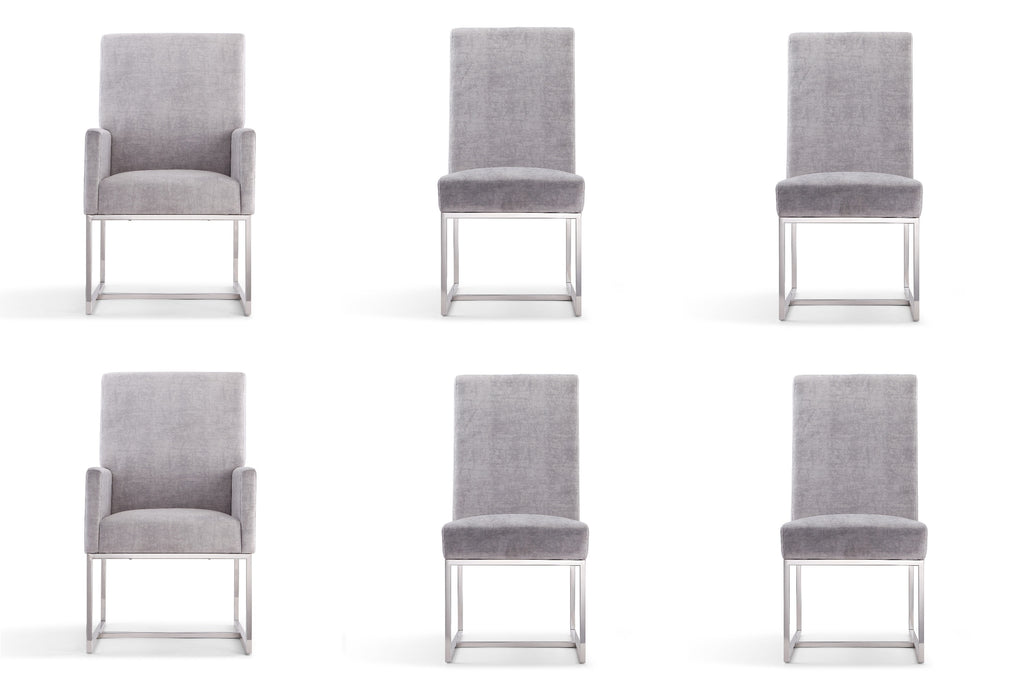 Manhattan Comfort Element Modern 6-Piece Dining Chair Set in Gray