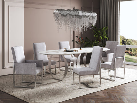 Manhattan Comfort Element Modern 6-Piece Dining Chair Set in Gray