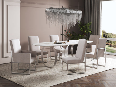 Manhattan Comfort Element Modern 6-Piece Dining Chair Set in Champagne