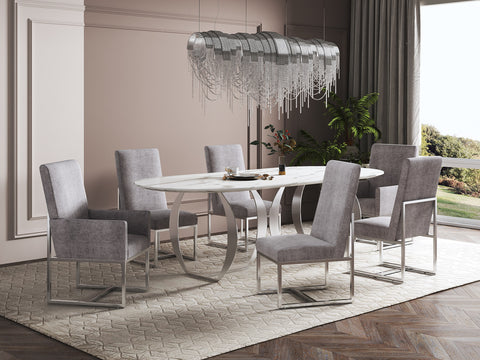Manhattan Comfort Element Modern 6-Piece Dining Chair Set in Steel