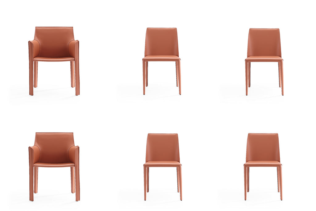 Manhattan Comfort Paris Modern 6-Piece Dining Chair Set in Clay