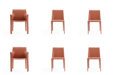 Manhattan Comfort Paris Modern 6-Piece Dining Chair Set in Clay