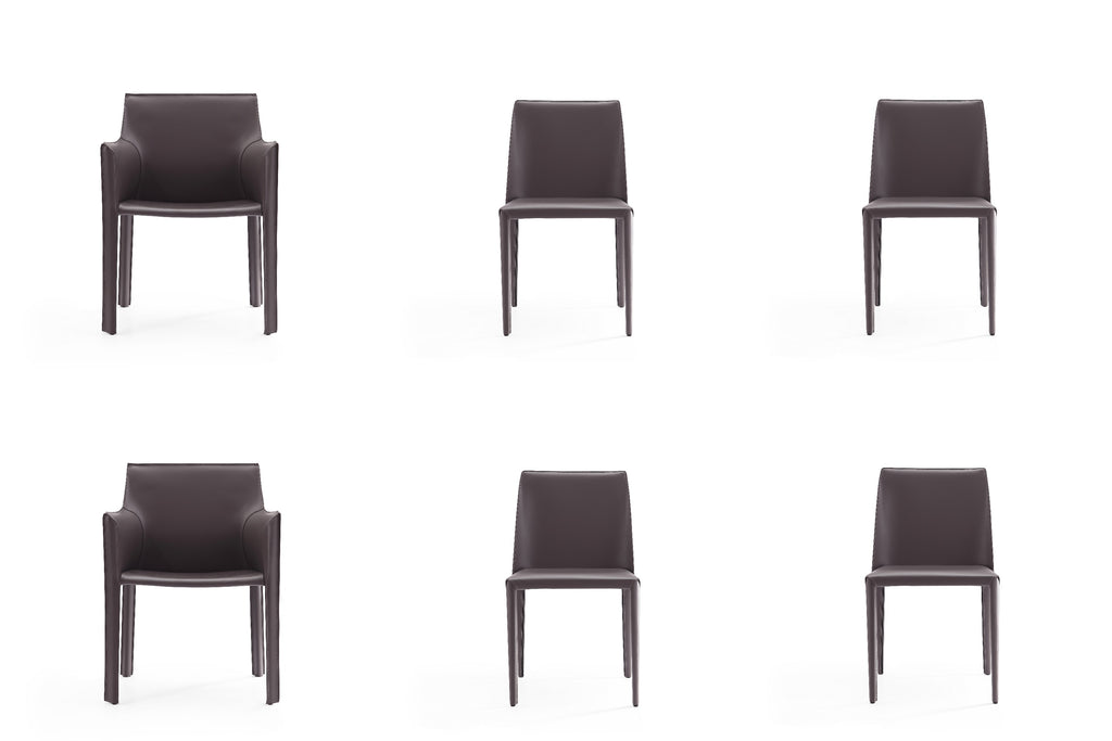 Manhattan Comfort Paris Modern 6-Piece Dining Chair Set in Gray