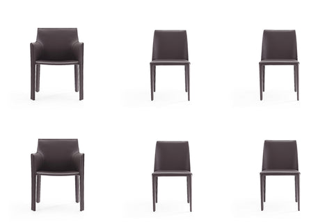 Manhattan Comfort Paris Modern 6-Piece Dining Chair Set in Gray