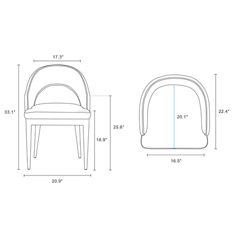 Manhattan Comfort Carrington and Rockaway Modern Industry Chic 5-Piece Dining Set in Midnight Blue and Black