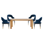 Manhattan Comfort Carrington and Rockaway Modern Industry Chic 5-Piece Dining Set in Midnight Blue and Natural