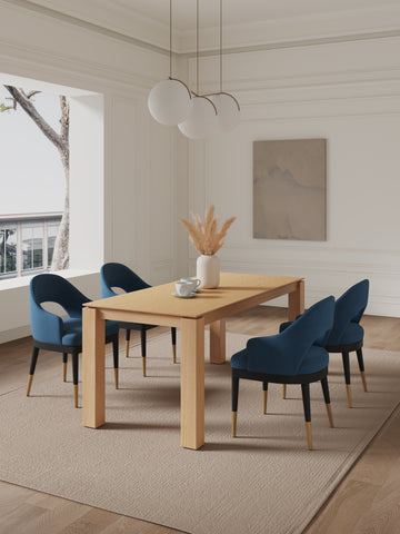 Manhattan Comfort Carrington and Rockaway Modern Industry Chic 5-Piece Dining Set in Midnight Blue and Natural