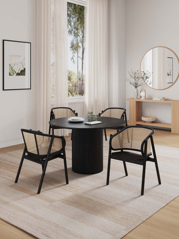 Manhattan Comfort Hathaway and Versailles Modern Industry Chic 5-Piece Dining Set in Black and Natural