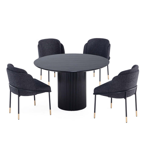 Manhattan Comfort Flor and Hathaway Modern Industry Chic 5-Piece Dining Set in Black