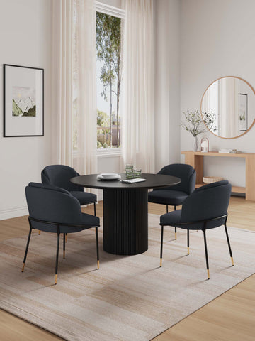 Manhattan Comfort Flor and Hathaway Modern Industry Chic 5-Piece Dining Set in Black