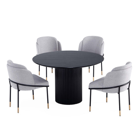 Manhattan Comfort Flor and Hathaway Modern Industry Chic 5-Piece Dining Set in Gray and Black